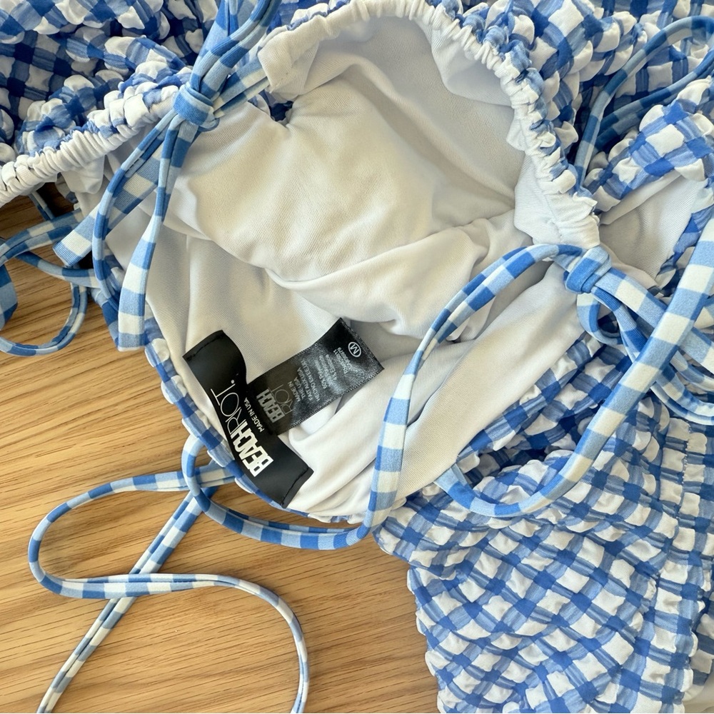 Bardot Blue and White Gingham One-Piece Swimsuit - Picture 2 of 2